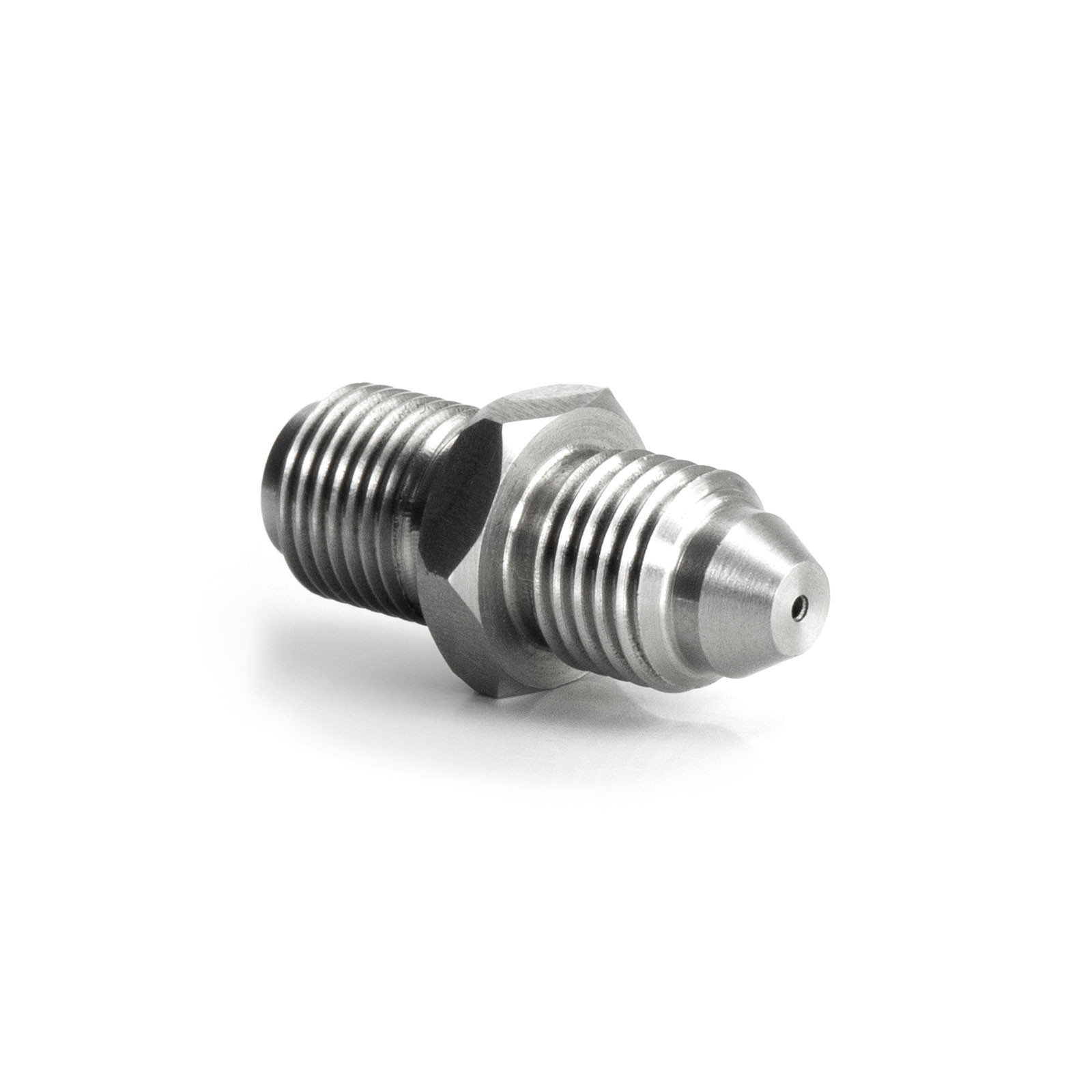 Adaptor Drept HEL Stainless Steel -4 AN Male to 7/16" x 24 Male cu Restricție de 0.7mm pentru Conducte de Alimentare cu Ulei TURBO HEL Performance