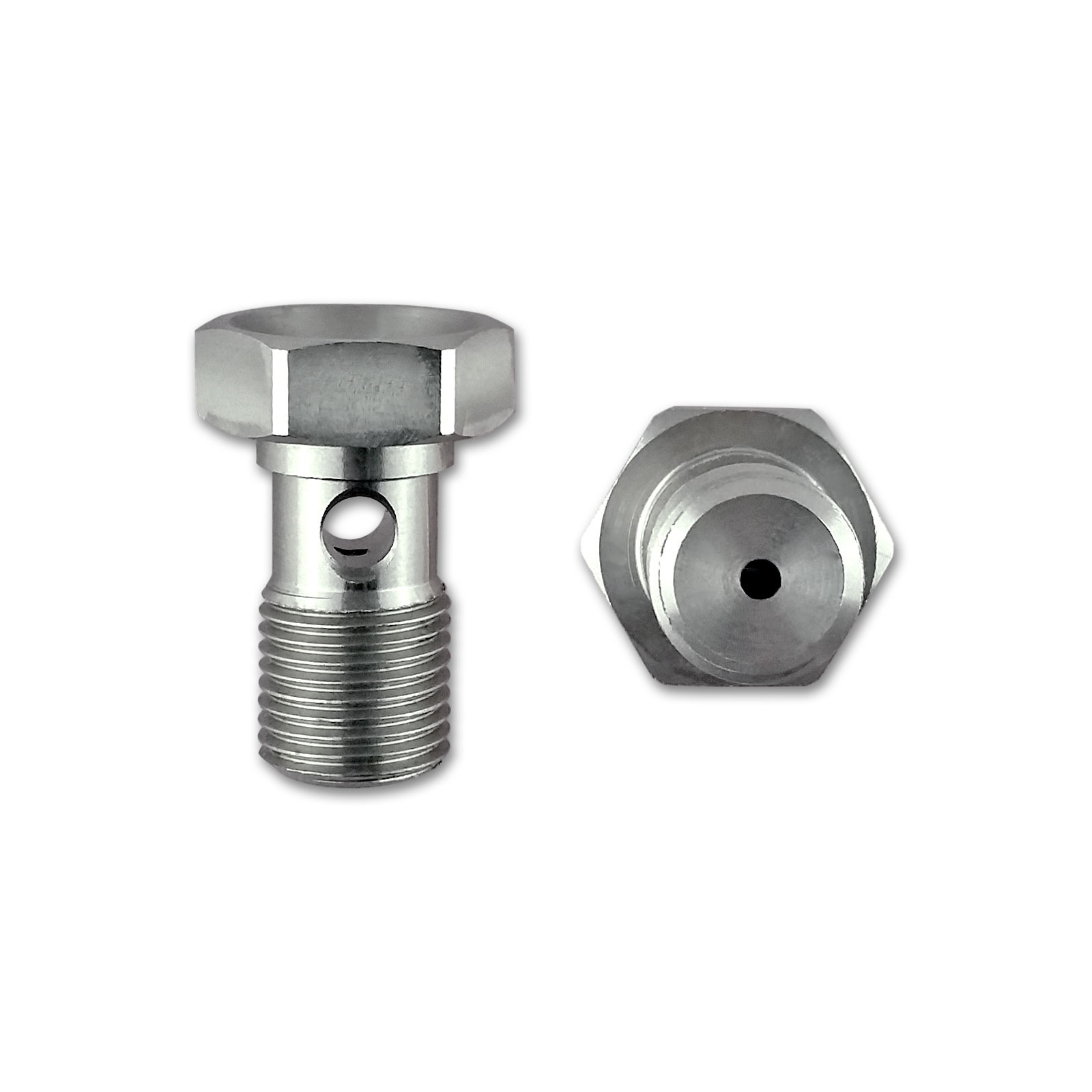 Șurub Banjo din oțel inoxidabil HEL, 7/16" x 24, cu restricție de 1,5 mm pentru alimentarea cu ulei a turbinei HEL Performance
